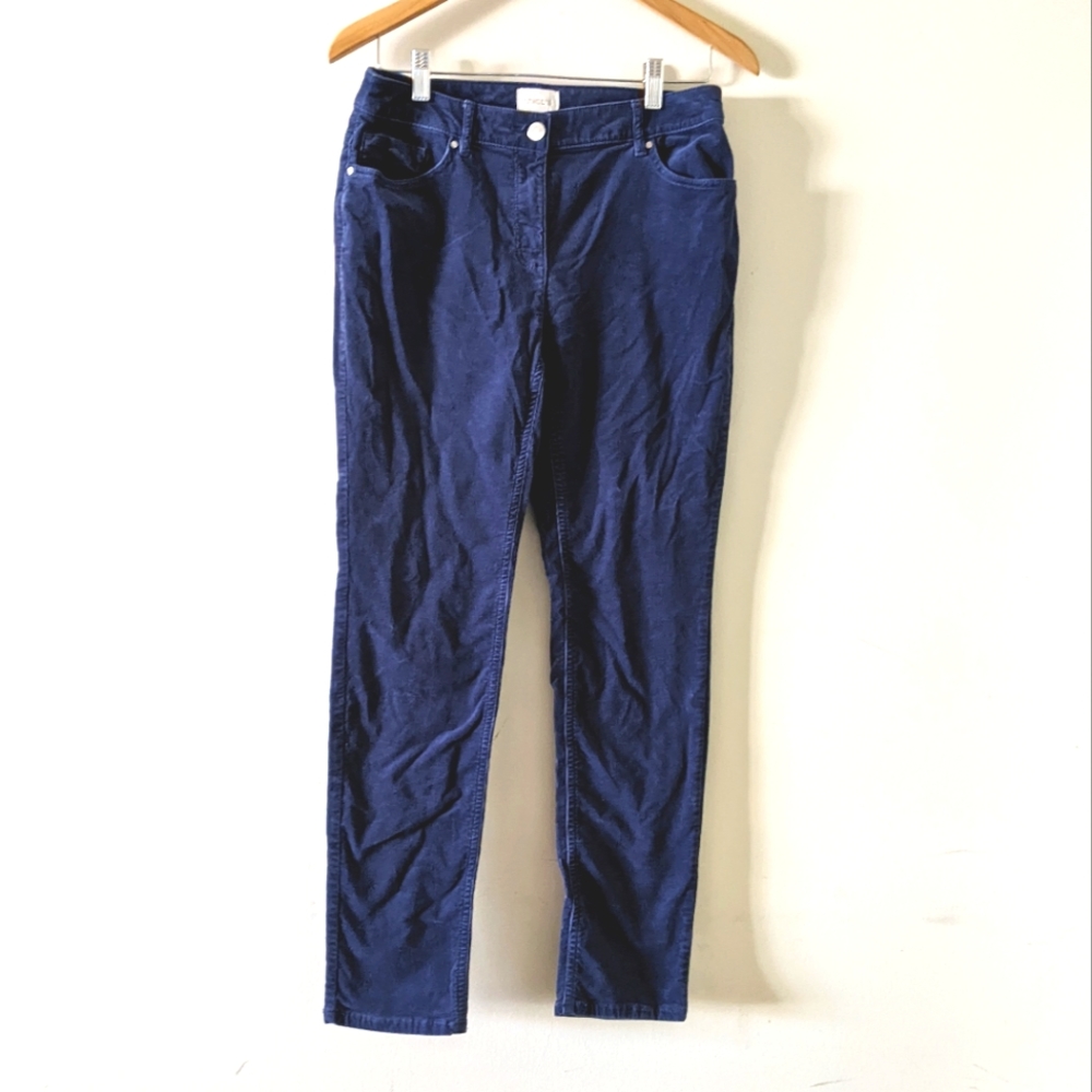 🌟 Chico's Blue Velvet Straight Leg Trouser Size 00